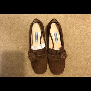 Prada brown suede mid-heel pump